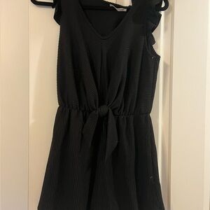 Black Sleeveless Tie-Front Dress